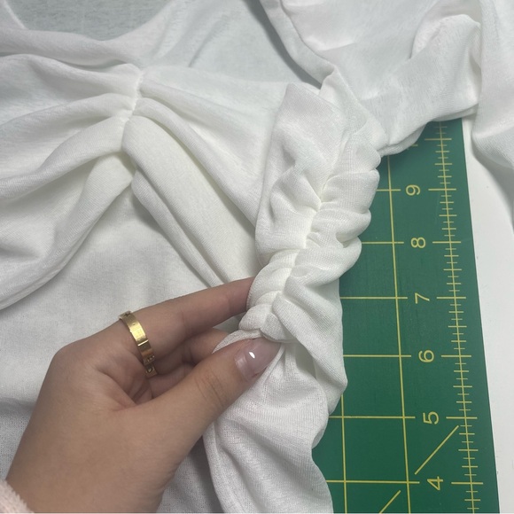 Sheer mesh white off the shoulder long sleeve BNWOT - Picture 4 of 5